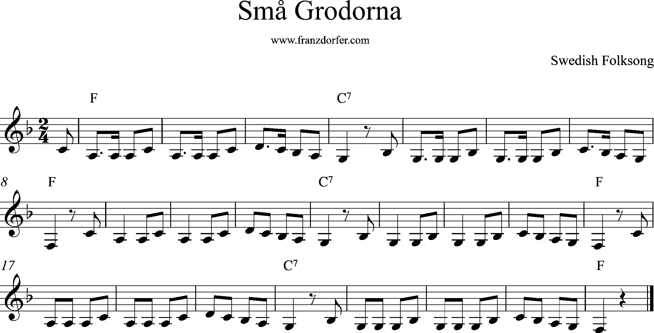 sheetmusic- Små Grodorna